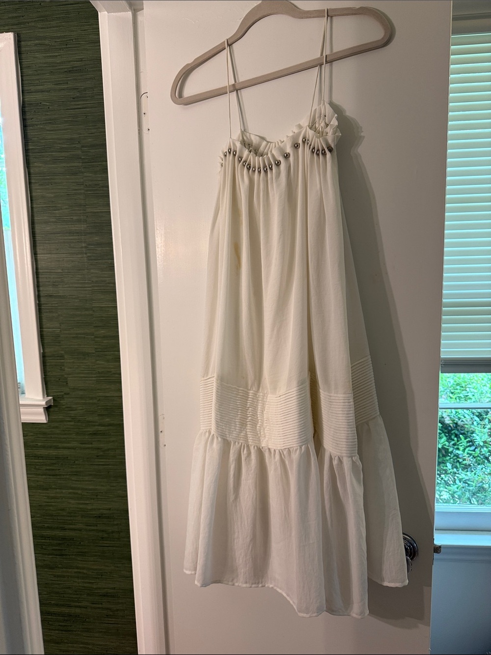 Endless Rose Cream Spaghetti Strap Dress with Metallic Studs